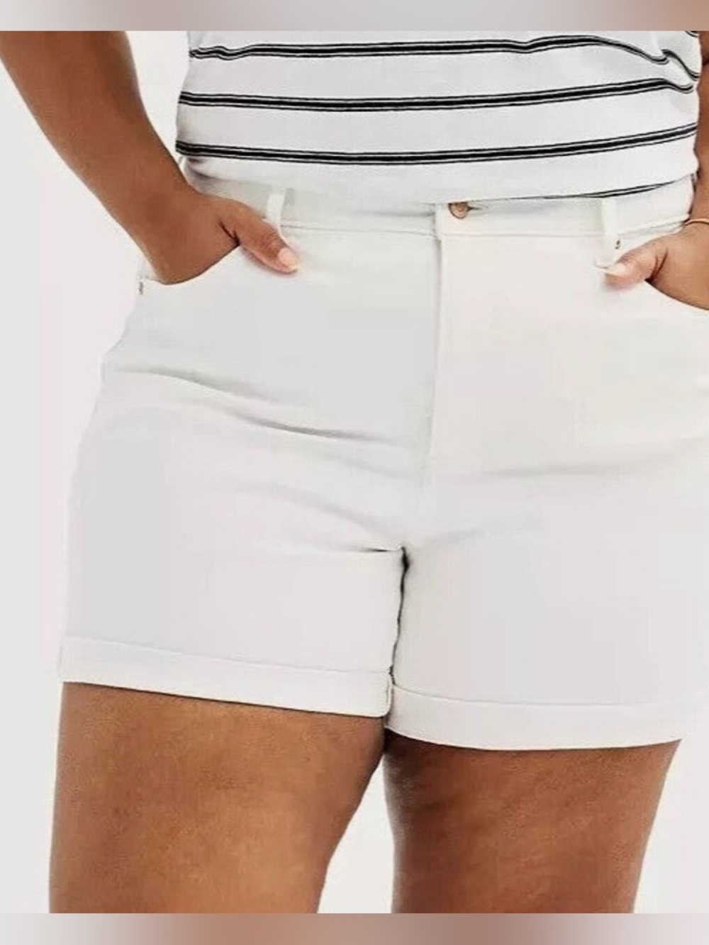 Sonoma Cream High-Waist Cuffed Shorts